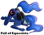  2016 bdsm blush bondage bound breasts broken_horn collar cutie_mark equine fall_of_equestria female friendship_is_magic horn mammal my_little_pony nude princess_luna_(mlp) slave solo sparkles tail_wraps theshadowstone winged_unicorn wings wraps 