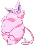  2016 anthro big_breasts breasts eeveelution espeon featureless_breasts female funi huge_breasts nintendo obese open_mouth overweight pok&eacute;mon simple_background smile solo thick_thighs video_games wide_hips 