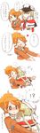  !? 2girls :3 ? aquila_(kantai_collection) blonde_hair blush capelet comic commentary_request embarrassed graf_zeppelin_(kantai_collection) highres imminent_hug italian kantai_collection long_sleeves military military_uniform multiple_girls orange_hair ponytail puffy_long_sleeves puffy_sleeves rebecca_(keinelove) short_ponytail sleepy spoken_exclamation_mark spoken_question_mark surprised translated twintails uniform wavy_hair yuri 