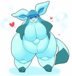  2016 belly big_belly big_breasts blush breasts drooling eeveelution female funi glaceon huge_breasts hyper hyper_belly hyper_breasts looking_at_viewer nintendo open_mouth pok&eacute;mon saliva solo thick_thighs video_games wide_hips 