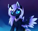  &lt;3 blue_feathers cutie_mark eyelashes feathered_wings feathers friendship_is_magic hair horn looking_at_viewer magnaluna mammal my_little_pony night nude outside princess_luna_(mlp) sitting smile white_feather white_hair wings 
