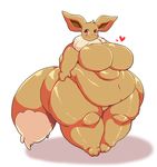  &lt;3 2016 belly big_belly big_breasts blush breasts eevee featureless_breasts female funi huge_breasts hyper hyper_belly hyper_breasts looking_at_viewer nintendo obese overweight pok&eacute;mon solo thick_thighs video_games wide_hips 