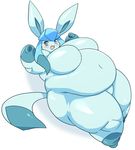  2016 belly big_belly big_breasts breasts eeveelution featureless_breasts female funi glaceon huge_breasts hyper hyper_belly nintendo overweight pok&eacute;mon solo thick_thighs video_games wide_hips 