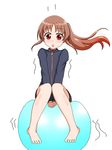  1girl bare_legs barefoot bottomless long_sleeves naked_track_jacket no_panties no_pants nude saki takakamo_shizuno 