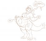  2016 anthro anthrofied belly big_belly breasts canine claws cownugget dialogue drooling duo english_text fan_character featureless_breasts female hair long_hair male mammal monochrome neck_bulge nintendo nude open_mouth pok&eacute;mon pok&eacute;morph ponytail saliva scales signature speech_bubble swallowing text toe_claws tongue tongue_out tyranitar video_games voluptuous vore wide_hips zoroark 