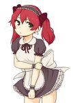  alternate_costume apron bow braid breasts catmouth cave_(choujigen_game_neptune) cleavage enmaided frills green_eyes maid maid_apron maid_headdress medium_breasts neptune_(series) puffy_sleeves red_hair solo twin_braids twintails waist_apron wrist_cuffs 