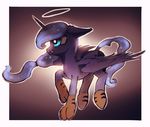  blue_eyes blue_feathers blue_fur equine feathered_wings feathers female feral fur horn mammal my_little_pony nude rain-gear smile winged_unicorn wings 