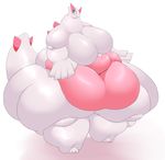  2016 anthro belly big_belly big_breasts blue_eyes blush breasts featureless_breasts female funi huge_breasts hyper hyper_belly hyper_breasts legendary_pok&eacute;mon lugia morbidly_obese nintendo overweight pok&eacute;mon solo thick_thighs video_games wide_hips 