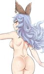  animal_ears arm_at_side ass blue_hair breasts bunny_ears earrings erune ferry_(granblue_fantasy) granblue_fantasy hoop_earrings jewelry lang_(chikage36) long_hair looking_at_viewer medium_breasts nude outstretched_arm single_earring solo thighs wavy_hair yellow_eyes 