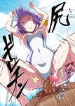  big_tits censored cum erect_nipples hip_whip_girl kawai_hanabi keijo!!!!!!!! purple_eyes purple_hair sport swimsuit undressing 