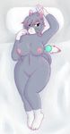  anthro areola big_breasts breasts feline female glameow lying mammal nintendo nipples nude on_back overweight pillow pok&eacute;mon pussy smile solo tacodragon video_games wide_hips 