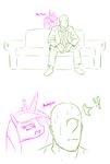  ! anon clothed clothing dialogue duo english_text equine female friendship_is_magic hair horn human male mammal my_little_pony princess_cadance_(mlp) raridashdoodles restricted_palette sitting sofa suit text unicorn 