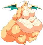  2016 anthro belly big_belly big_breasts blush breasts dragonite featureless_breasts female funi huge_breasts hyper hyper_belly nintendo obese overweight pok&eacute;mon smile solo thick_thighs video_games wide_hips 