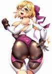  alternate_costume ass blonde_hair breasts brown_eyes cameltoe djeeta_(granblue_fantasy) gloves granblue_fantasy hair_ribbon highres large_breasts looking_at_viewer looking_back mask md5_mismatch one_eye_closed ribbon shiny short_hair simple_background smile solo spanking steam sweat thighs umakatsuhai white_background wide_hips wrestler_(granblue_fantasy) wrestling_mask wrestling_outfit 