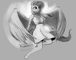  anthro breasts clothed clothing dress equine feathered_wings feathers female fluttershy_(mlp) friendship_is_magic fur hair hooves mammal monochrome my_little_pony pegasus rain-gear smile solo wings 