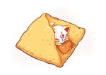  closed_eyes commentary_request food fox halftone halftone_background hysd in_food konnosuke no_humans simple_background sleeping solo touken_ranbu white_background 