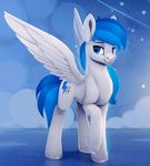  anthro blue_eyes blue_hair cutie_mark dedelner_bluecode equine eyebrows eyelashes fan_character feathered_wings feathers feral fur hair hooves male mammal my_little_pony nude pegasus rodrigues404 smile solo standing white_feathers white_fur wings 