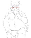  5_fingers band-aid bandage blush boxers_(clothing) bulge canine clothing dog mammal navel necktie overweight phone sheeporwolf standing tailwag underwear 