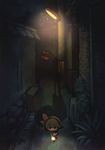  alley hair_ribbon hairband lamppost official_art protagonist_(yomawari) ribbon yomawari yomawari:_night_alone 