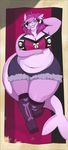  2016 anthro big_breasts bra breasts clothed clothing elmelie female fish marine momoniku overweight overweight_female purple_skin shark solo teeth underwear 