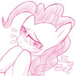  blush earth_pony equine female friendship_is_magic hair hooves horse laugh looking_at_viewer mammal monochrome my_little_pony pink_hair pinkie_pie_(mlp) pony simple_background smile solo zokoira 