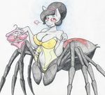  &lt;3 2016 anthro arachnid arthropod black_hair black_widow bra breasts cleavage clothed clothing drider equine fangs female flicker-show hair horse hybrid mammal my_little_pony nipple_bulge panties pony red_eyes solo spider traditional_media_(artwork) underwear 