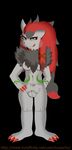  female fluffy looking_at_viewer lucaschu nintendo nude pok&eacute;mon pussy tattoo video_games watermark zoroark 