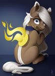  brown_fur equine eyelashes fan_character female feral fur gradient_background hair hooves mammal my_little_pony purple_eyes silentwulv simple_background sitting solo white_hair 