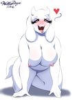  &lt;3 2016 all_fours anthro areola big_breasts boss_monster breasts caprine eyelashes fangs female fur goat half-closed_eyes hi_res horn long_ears mammal mature_female nipples nude open_mouth red_eyes saliva simple_background solo tongue tongue_out toriel undertale video_games white_background white_fur willisrisque 