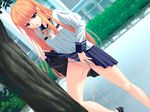  aikawa_arisa blonde_hair blue_eyes blue_skirt bow breasts censored character_request day dutch_angle empty_eyes game_cg leg_up lifted_by_self long_hair medium_breasts mosaic_censoring open_mouth outdoors panties panties_aside pee peeing plant public_urination pussy school_uniform shirt skirt skirt_lift solo soushinjutsu soushinjutsu_gaiden standing tree underwear white_panties white_shirt yellow_bow 