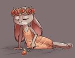  anthro clothed clothing disney dress ears_down eyes_closed female flower judy_hopps lagomorph low_res mammal nobody_(artist) plant pose rabbit rose smile solo zootopia 