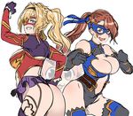  :d absurdres adapted_costume artist_name ass beatrix_(granblue_fantasy) black_gloves blonde_hair blue_eyes braid breasts brown_eyes brown_hair butcha-u cleavage_cutout domino_mask elbow_gloves flat_ass friends gloves granblue_fantasy hair_intakes hairband hand_on_hip highres large_breasts leotard long_hair mask medium_breasts multiple_girls open_mouth outline simple_background sketch smile thighhighs twin_braids twintails v-shaped_eyebrows vee_(granblue_fantasy) white_background wrestler_(granblue_fantasy) wrestling_outfit zeta_(granblue_fantasy) 