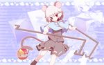  animal_ears basket grey_hair highres jewelry md5_mismatch miko_machi mouse mouse_ears mouse_tail nazrin pendant red_eyes short_hair solo tail touhou 