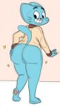  anthro big_butt blue_body blue_fur brown_clothing butt cartoon_network clothing domestic_cat edit felid feline felis fur gumball_watterson humanoid male mammal pawpads paws pink_background simple_background solo solo_focus sparkles sweater the_amazing_world_of_gumball therita3k thick_thighs topwear touching_butt wide_hips 