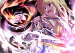  arm_guards armor battle blonde_hair blood blue_eyes brown_hair coat debris energy fate_testarossa fingerless_gloves fire floating gloves hair_ribbon kazekawa_nagi levantine long_hair long_sleeves lyrical_nanoha magical_girl mahou_shoujo_lyrical_nanoha_strikers multiple_girls outstretched_arms overcoat pink_hair ponytail puffy_sleeves raising_heart red_eyes ribbon shouting signum spread_arms staff stone takamachi_nanoha tears torn_clothes twintails very_long_hair 
