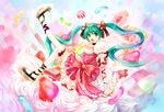 angel_wings angelic!_(vocaloid) aqua_eyes aqua_hair cake candy checkerboard_cookie chocolate cookie cream crown dress elbow_gloves food food_themed_clothes frills fruit gloves hair_ribbon hatsune_miku jelly_bean long_hair onei-akira pastry platform_footwear pocky ribbon shoes solo strawberry thighhighs twintails very_long_hair vocaloid wings 
