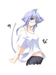  animal_ears blue_hair cat_ears copyright_request glasses satomi solo 