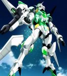  armor beam_rifle cloud gn gundam gundam_build_fighters gundam_build_fighters_try gundam_portent mecha particles sky solo weapon 