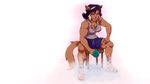 16:9 2015 anthro big_breasts breasts cat chair cleavage clothed clothing felina_feral feline female mammal muscular plagueofgripes simple_background sitting solo swat_kats sweat weights white_background 