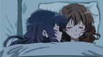  black_hair brown_hair closed_eyes futon hibike!_euphonium kousaka_reina long_hair multiple_girls oumae_kumiko pillow profile ran_buru_fisshu shared_blanket sleeping yuri 