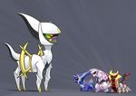  absurd_res arceus chibi dialga feral giratina group hi_res legendary_pok&eacute;mon nintendo palkia pok&eacute;mon red_eyes simple_background standing tagme underpable video_games 