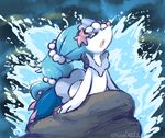  chinad011 commentary disney gen_7_pokemon highres long_hair no_humans parody pink_nose pokemon pokemon_(creature) primarina solo starfish_hair_ornament the_little_mermaid 