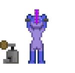 against_wall animated bdsm chained digital_media_(artwork) female fin hair hylotl invalid_color low_res machine pixel_(artwork) purple_hair scales spank_marks spanking starbound travelling_merchant video_games 