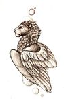  eam0 feathered_wings feathers feline feral fur hair lion male mammal simple_background sketch solo white_background wings 