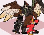  anthro armor avian avian_(starbound) balls battleborn beak benedict big_dom_small_sub big_penis bird bird_husbando blush body_hair cum cum_in_mouth cum_inside cum_splatter duo erection eyes_closed feathered_wings feathers fellatio forced forced_oral kaisertaylorproducts leg_grab looking_back maladash male male/male oral orgasm penetration penis pubes ranged_weapon red_feathers rocket_launcher scrunchy_face sex size_difference smile spread_legs spreading starbound video_games weapon white_feathers wings 