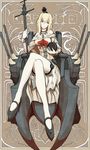  art_nouveau bare_shoulders blonde_hair blue_eyes boushi-ya braid breasts character_name cleavage corset crossed_legs crown dress french_braid garter_straps globus_cruciger hair_between_eyes hairband high_heels holding jewelry kantai_collection large_breasts long_hair machinery mini_crown necklace off-shoulder_dress off_shoulder platform_footwear platform_heels revision scepter sitting smile solo staff thighhighs throne turret warspite_(kantai_collection) white_legwear 