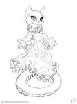  anthro clothed clothing dress eyelashes fur hybrid karol_pawlinski lemur mammal primate reptile scalie simple_background sketch smile snake solo white_background 