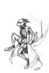  anthro clothed clothing eam0 greyscale looking_at_viewer male mammal monochrome sketch solo 