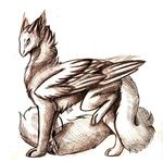  dragon eam0 feathered_dragon feathered_wings feathers feral fur furred_dragon nude pawpads paws simple_background sketch white_background wings 