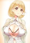  bra breast_grab cleavage narusawa_ryouka occultic;nine open_shirt seifuku togin undressing wet 